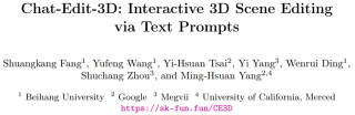 ECCV 2024 - 像ChatGPT一样，聊聊天就能实现三维场景编辑