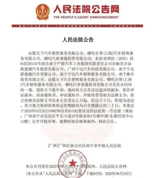哪吒汽车被南宁国资起诉 已开启债权人申报