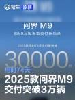 2025款问界M9交付突破3万辆 用时74天