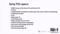 索尼将于5月28日发布FX2相机 搭载3300万像素传感器