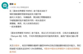 蔚来世界模型NWM将于5月30日全量推送 城区领航辅助大幅升级