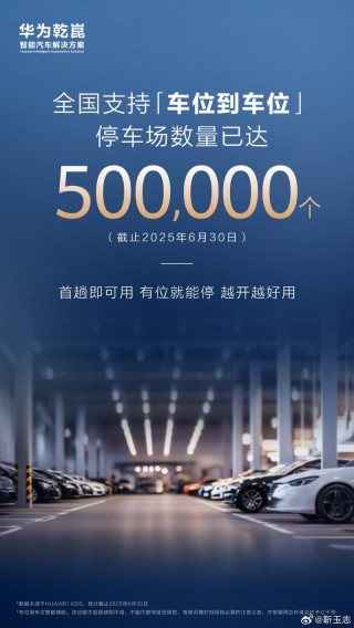 靳玉志：华为乾崑智驾车位到车位停车场数量已达50万个