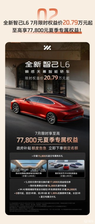 智己汽车6月交付6027台 全新智己L6限时权益价20.79万起