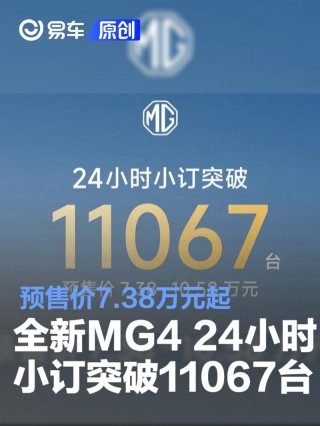 全新MG4 24小时小订突破11067台 预售价7.38万元起