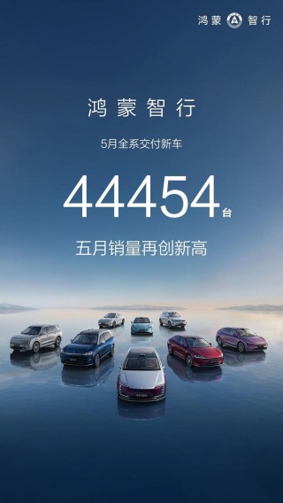 鸿蒙智行：5月全系交付新车44454辆 再创新高
