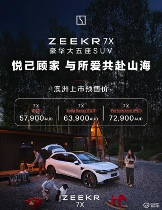 极氪7X澳洲开启预售 预售价区间57900-72900澳元