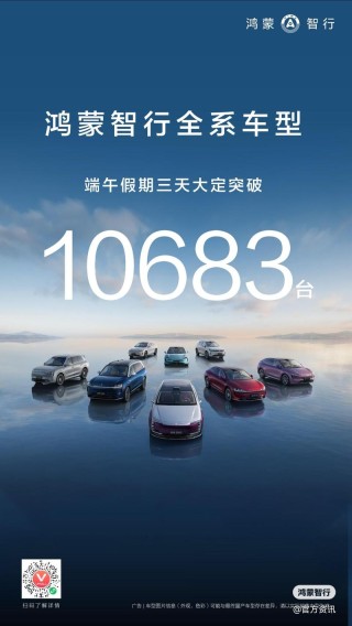 鸿蒙智行端午假期全系车型大定突破10683台