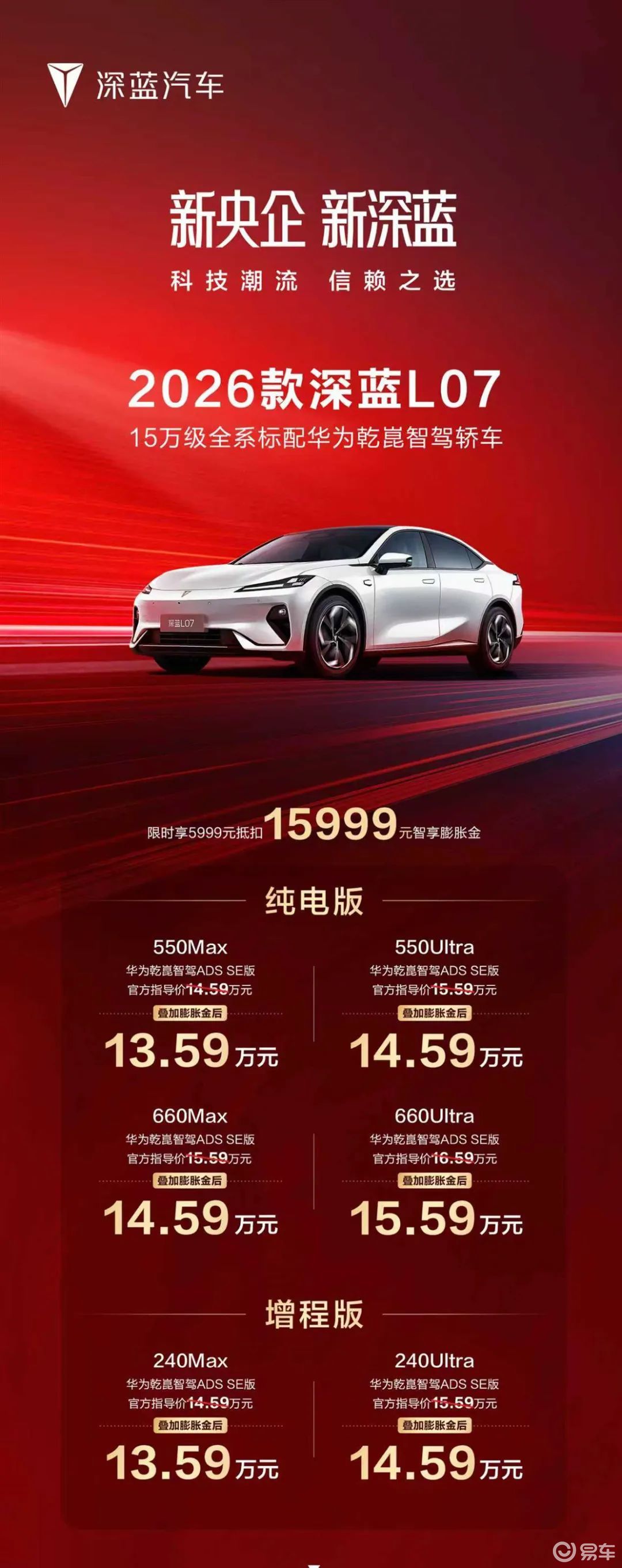 2026款深蓝L07上市，技术双核重构智能轿车价值基准  第1张