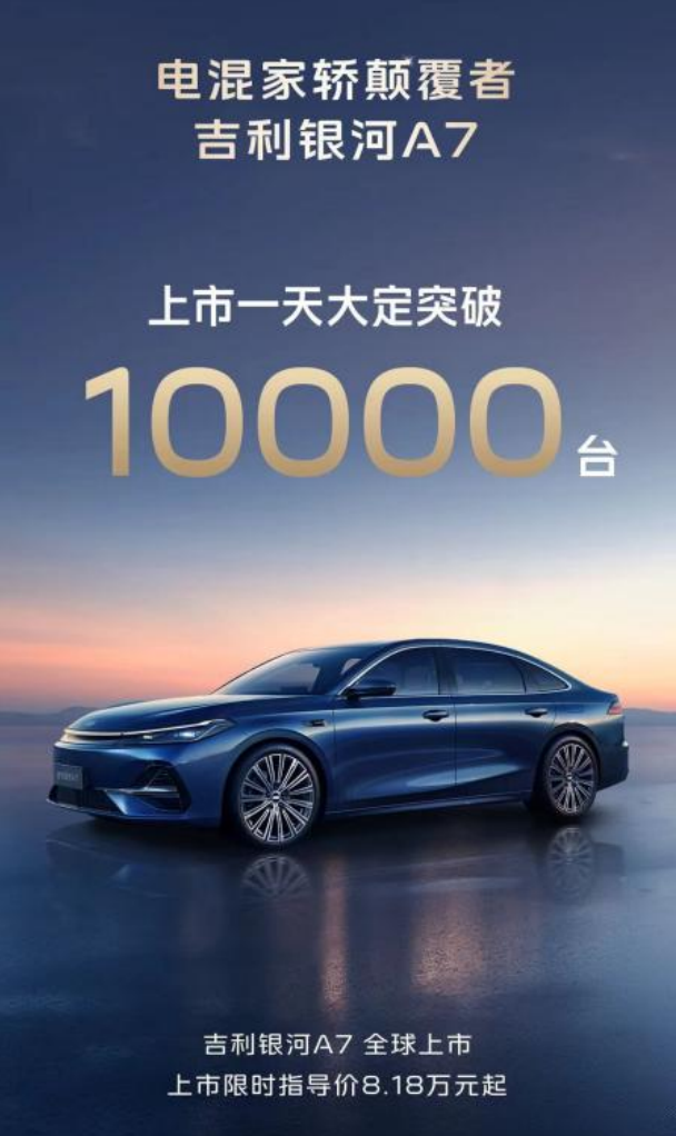 上市一天大定破万 家轿“新顶流”吉利银河A7上市即交付  第1张