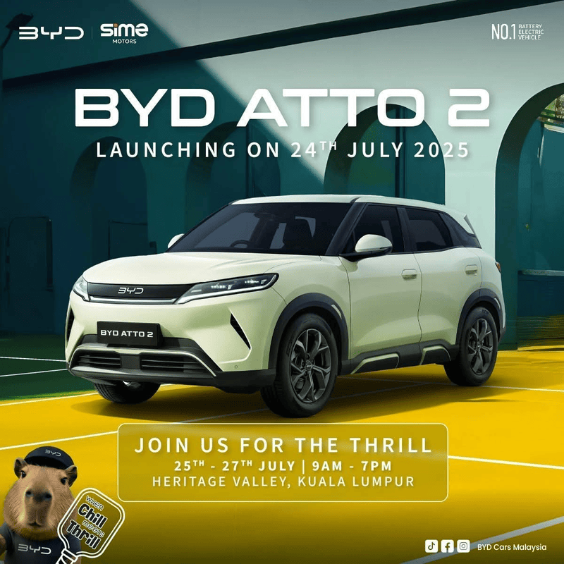 BYD Atto 2将于7月24日在马来西亚发布 预计售价10万令吉起  第2张