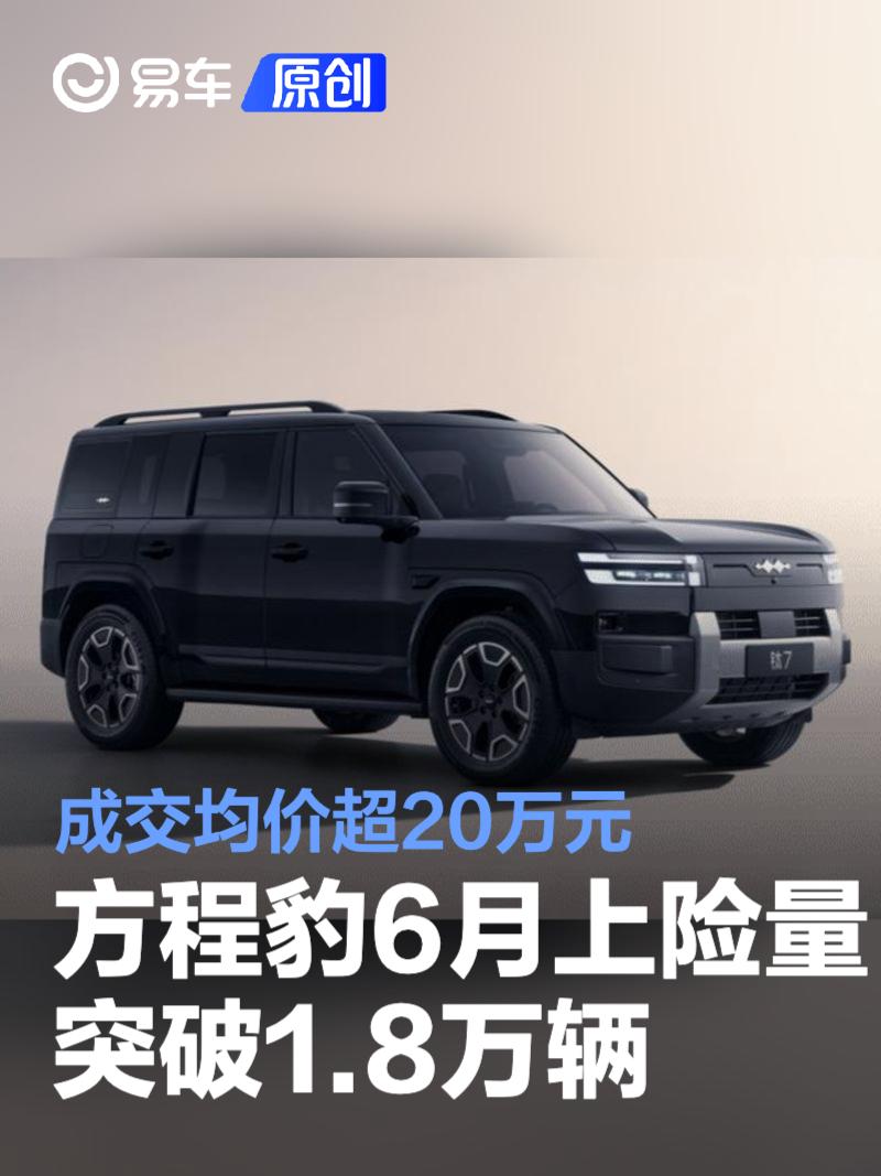 方程豹6月上险量突破1.8万辆 成交均价超20万元  第1张
