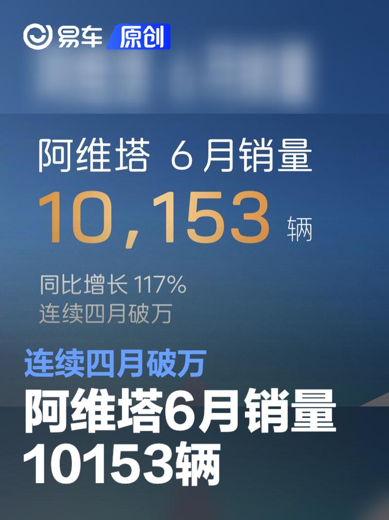 阿维塔6月销量10153辆 连续四月破万  第1张