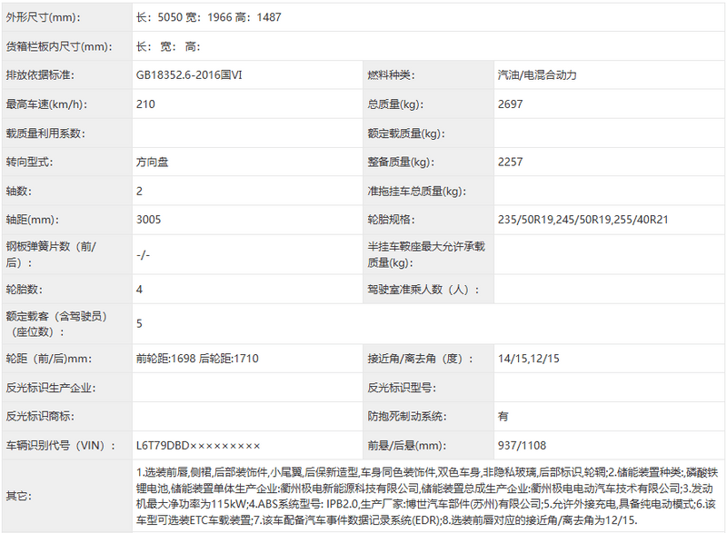 领克10 EM-P申报图 搭载EM-P智能电混系统  第4张