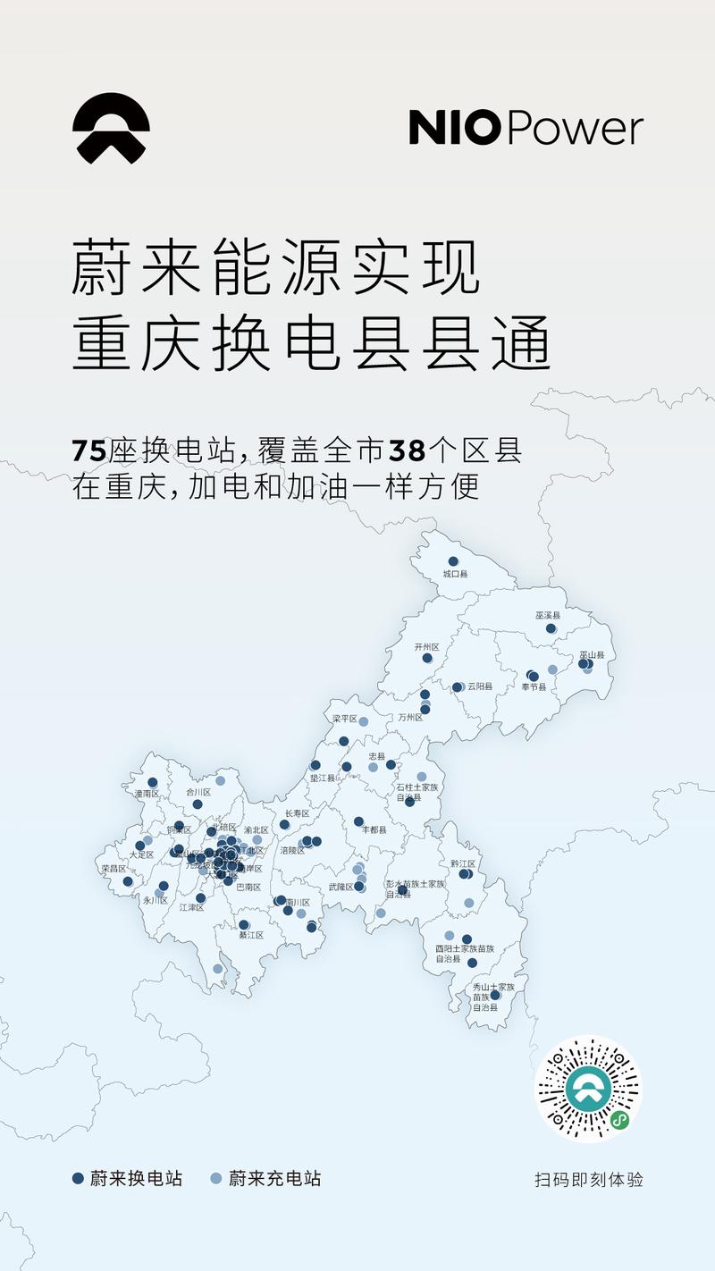 蔚来能源在重庆正式实现换电县县通 共拥有75座换电站  第3张