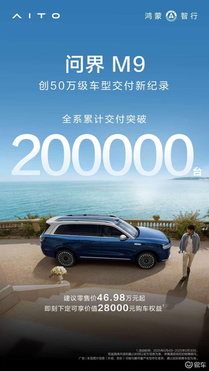 问界M9累计交付量突破20万台 创造交付新纪录  第2张