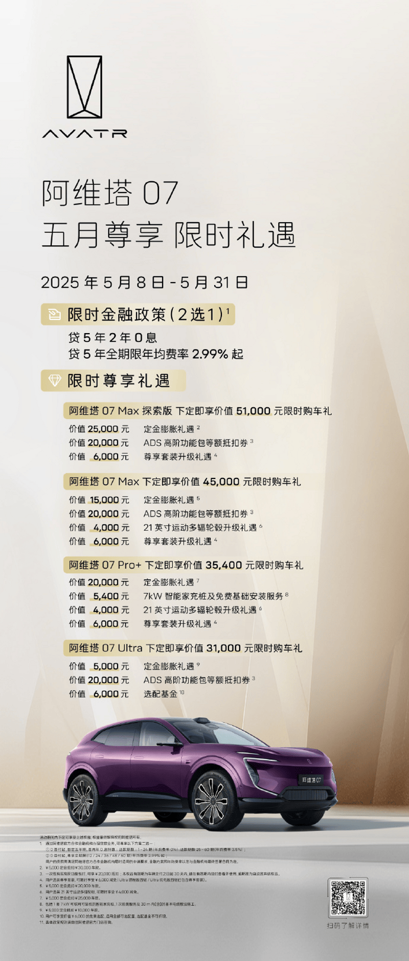 阿维塔推出5月购车政策 限时享至高5.9万购车礼遇  第3张