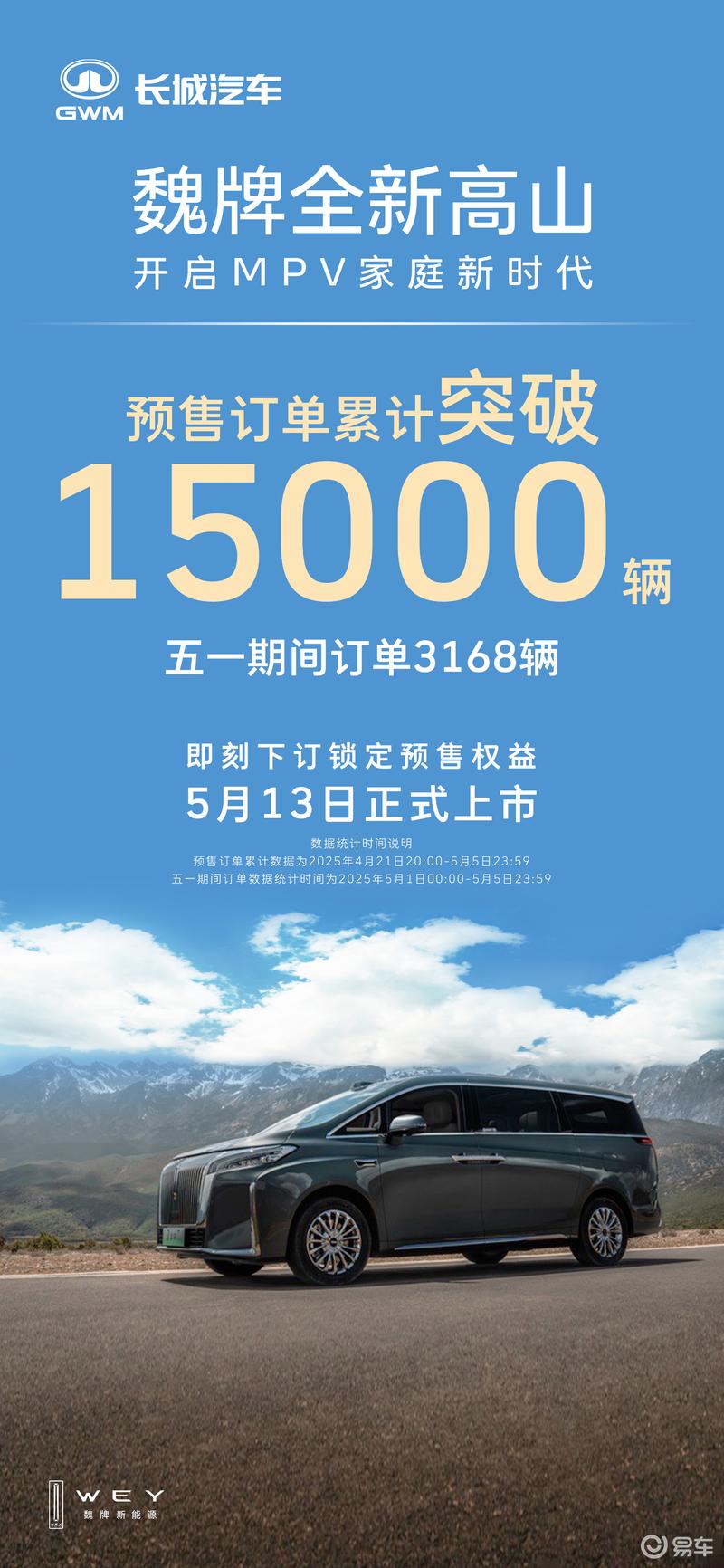 魏牌全新高山订单突破15000辆 将于5月13日上市  第2张