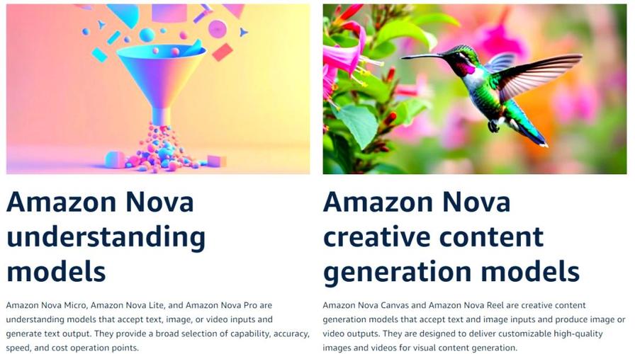 Amazon Nova – 亚马逊推出的全新大模型系列,覆盖文本、图像、视频生成领域 第1张 Amazon Nova – 亚马逊推出的全新大模型系列,覆盖文本、图像、视频生成领域 第1张