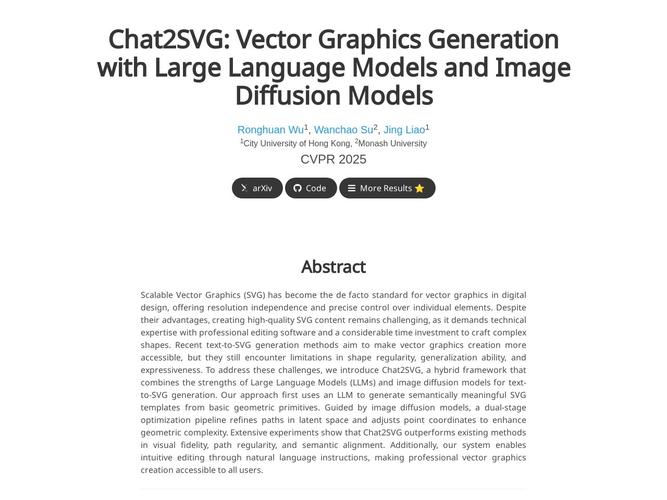 Chat2SVG – 文本描述实现高质量矢量图形的生成框架 第2张 Chat2SVG – 文本描述实现高质量矢量图形的生成框架 第2张