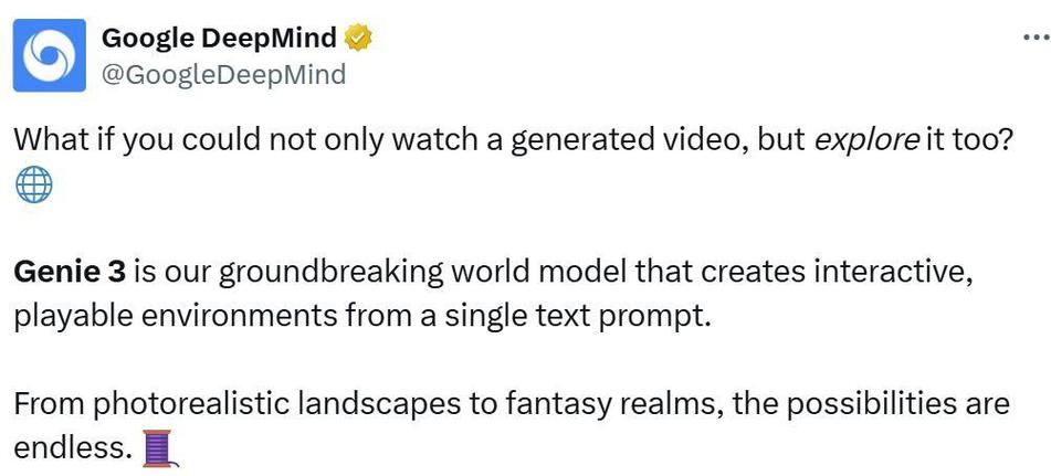 Genie 3 – 谷歌DeepMind推出的新一代通用世界模型 第1张 Genie 3 – 谷歌DeepMind推出的新一代通用世界模型 第1张
