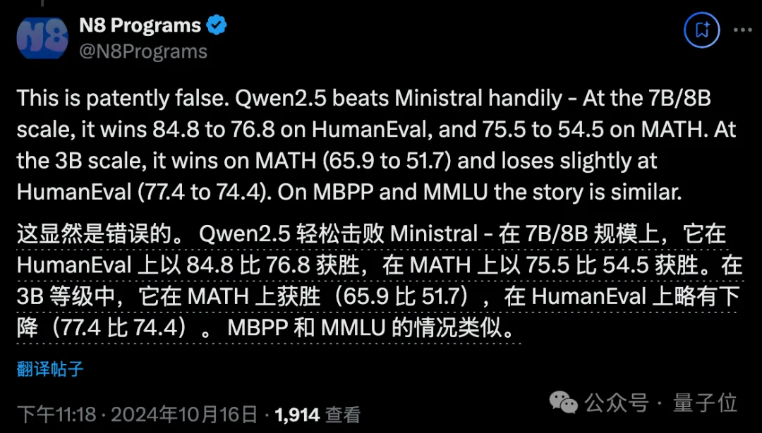 不敢对比阿里Qwen2.5，Mistral“最强小模型”陷争议，欧洲的OpenAI也不Open了  第2张