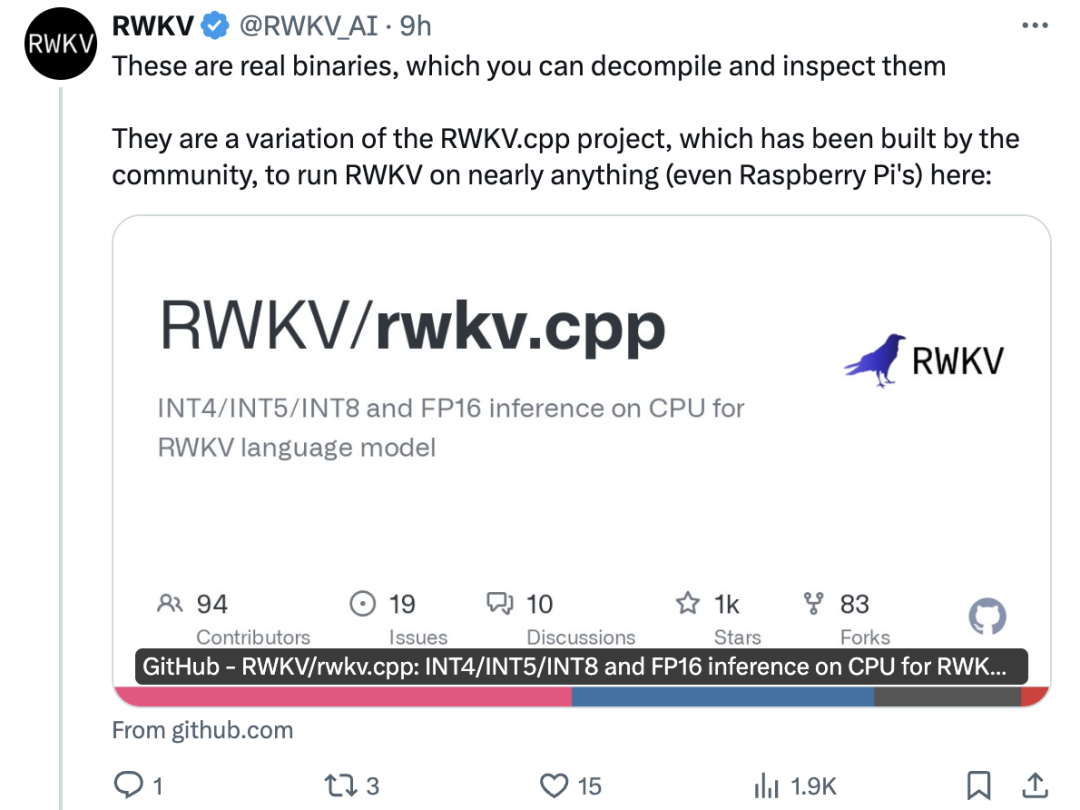 微软Win11中发现国产开源大模型！RWKV官方：没人给我钱啊？现在捐赠还来得及  第2张