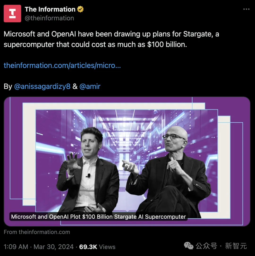 1000亿美元宇宙级豪赌！微软OpenAI打造星际之门AI超算，电力能耗惊人  第2张