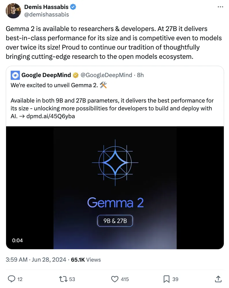 谷歌开源系模型第二代免费开放！27B媲美LLaMA3 70B，单H100或TPU主机可跑  第1张