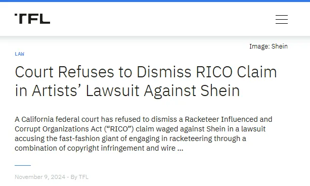 SHEIN被诉AI“一条龙”牟利，或成实物销售领域AIGC侵权标志性案件  第1张