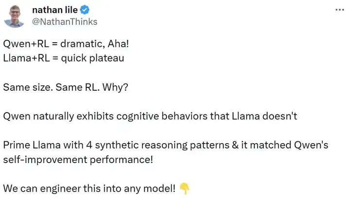 为什么Qwen能自我改进推理，Llama却不行？斯坦福找到了原理  第2张