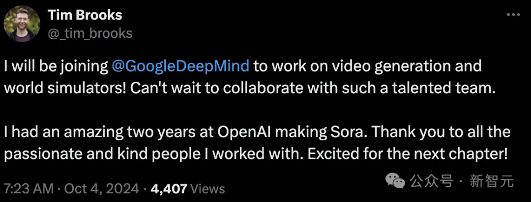 突发！OpenAI Sora掌舵人叛逃，转投谷歌DeepMind  第1张