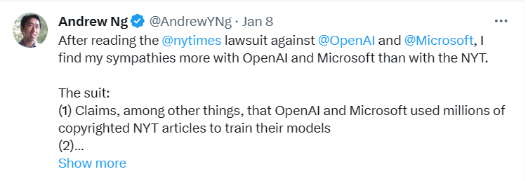 OpenAI大呼冤枉，称《纽约时报》说法片面，吴恩达也为其发声  第1张
