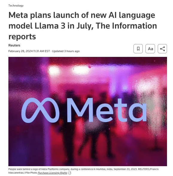 LLaMa 3或将推迟到7月发布，剑指GPT-4，从Gemini吸取教训  第2张