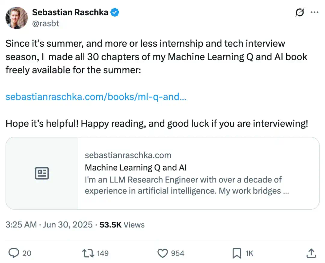 Sebastian Raschka著作免费开放！《机器学习与AI核心30问》，新手专家皆宜  第1张