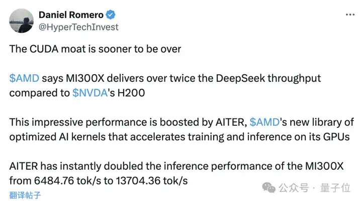 AMD跑DeepSeek性能超H200！128并发Token间延迟不超50ms，吞吐量达H200五倍  第3张