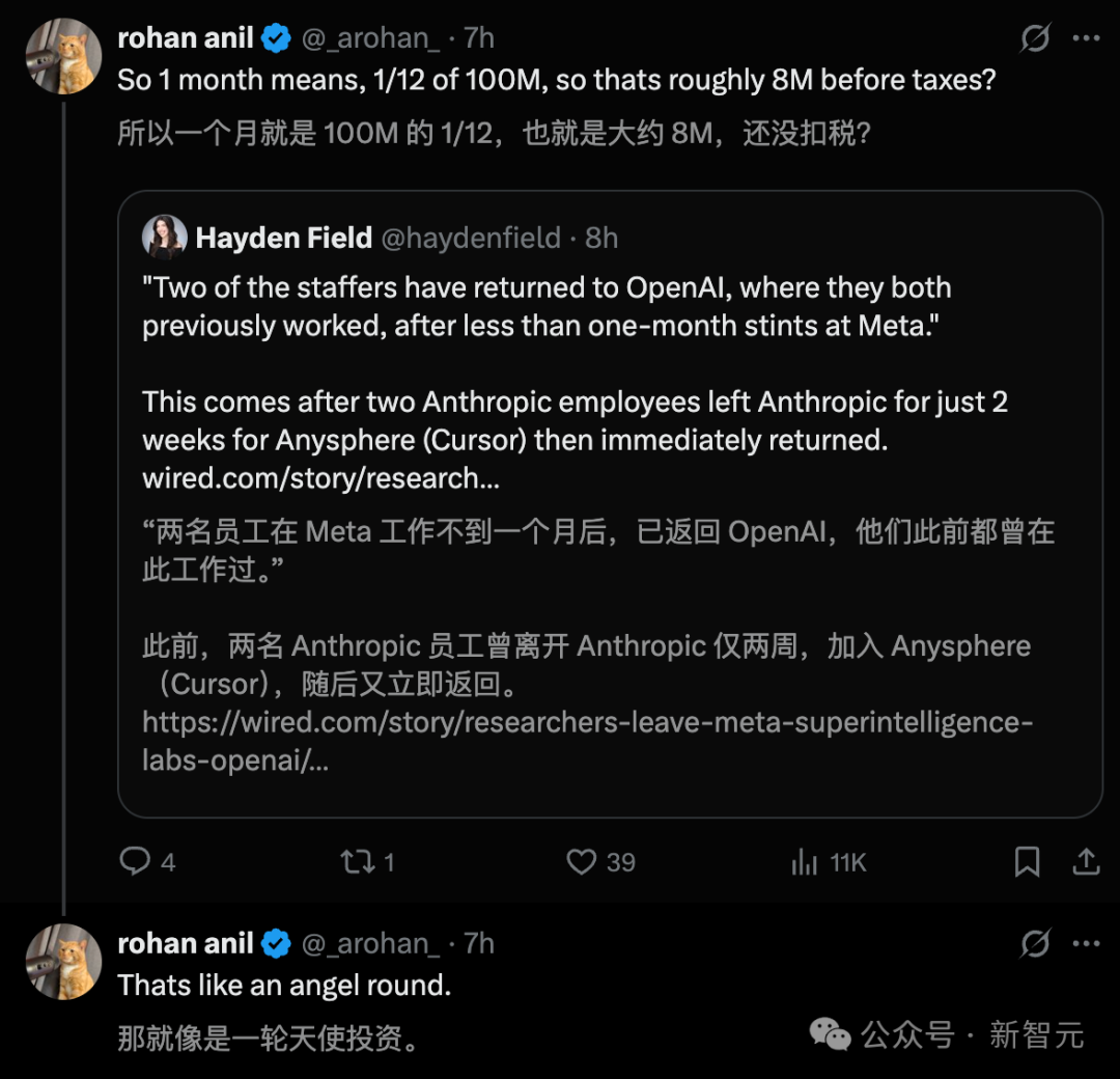 Meta两员大将回流OpenAI，30天爆赚800万？刚入职闪回巢，小扎钞能力失效  第21张