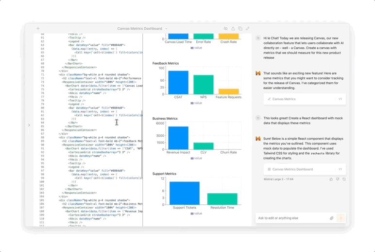ChatGPT付费功能免费用，Mistral把Canvas、Artifact全复制了  第7张